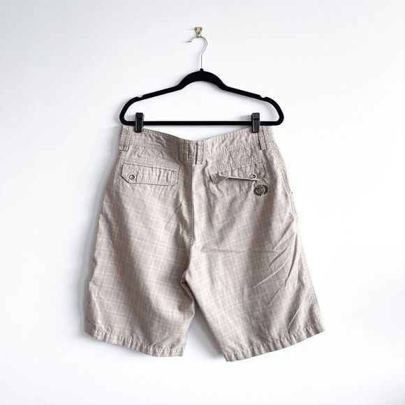 Billabong Men's Chino Shorts Plaid Mid Length Flat Front Tan Size 34 - Picture 2 of 9